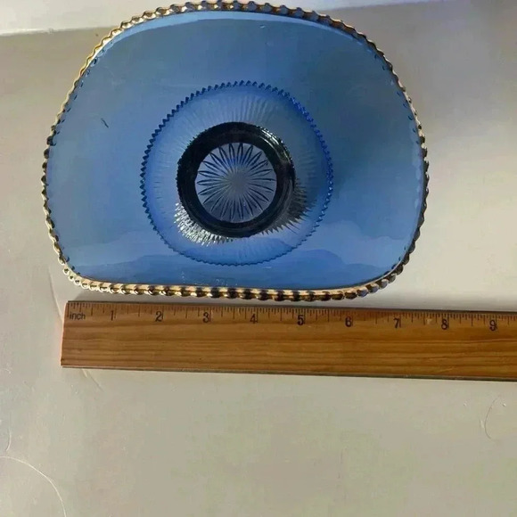 Nice 1898 US Glass EAPG “COLORADO” Blue 7” 3-Footed Bon Bon Dish - Picture 6 of 7